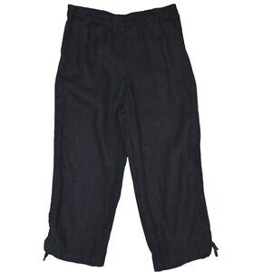 Vintage Chico’s Black 100% Linen Crop Pants Sz 1 Relaxed Fit Minimalist Coastal